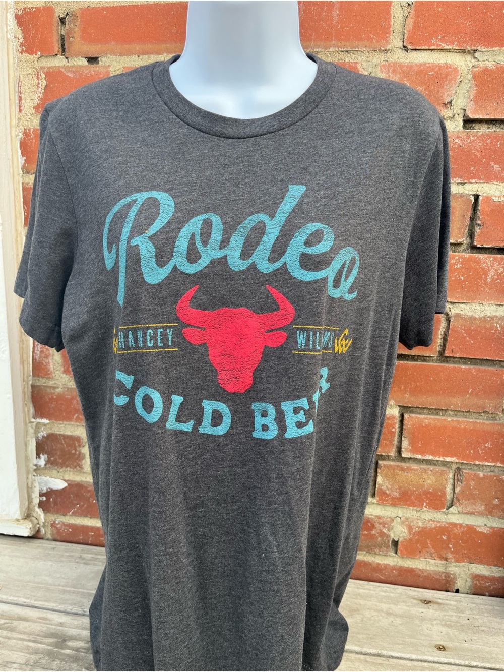 Chancey Williams Concert Rodeo Cold Beer Graphic Tee - Charcoal with Teal & Red